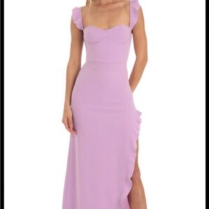 Lucky in the Sky Lilac Ruffled Strap Dress